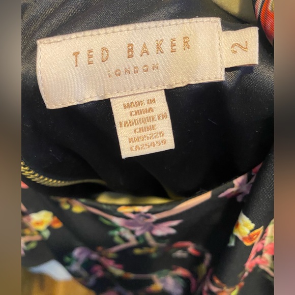 Ted baker black floral dress with belt . Size 2. Worn once - Picture 3 of 3